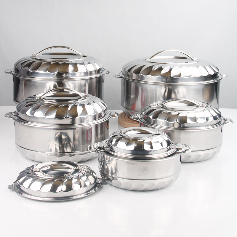 DF99076    双层保温锅不锈钢保温砂锅3件套食品加热器砂锅双壁火锅砂锅    DF  TRADING HOUSE