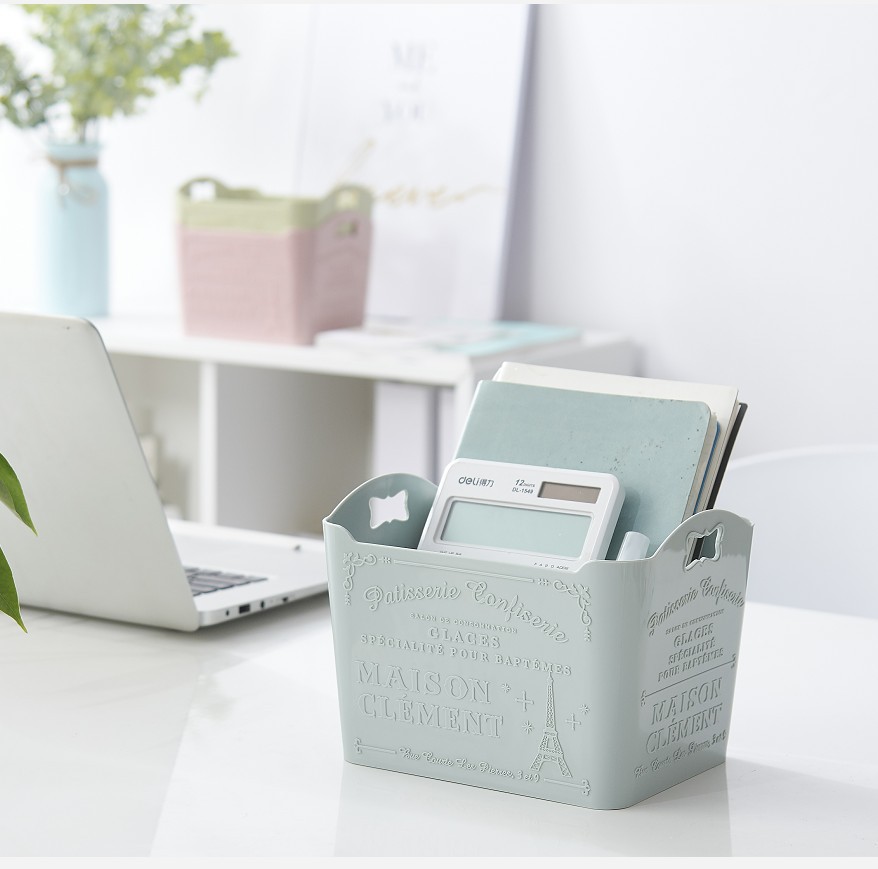 W52-JKC-5486 multi-purpose stationery storage basket, home desktop organization basket, plastic miscellaneous basket, storage basket