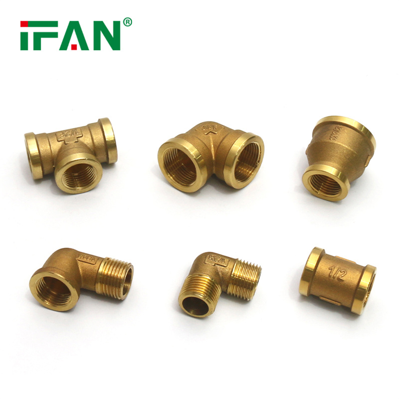 IFAN 4-inch copper three-way pipe fittings, thickened union reducers, elbows, threaded water pipe fittings, quick-installation three-way Item Picture