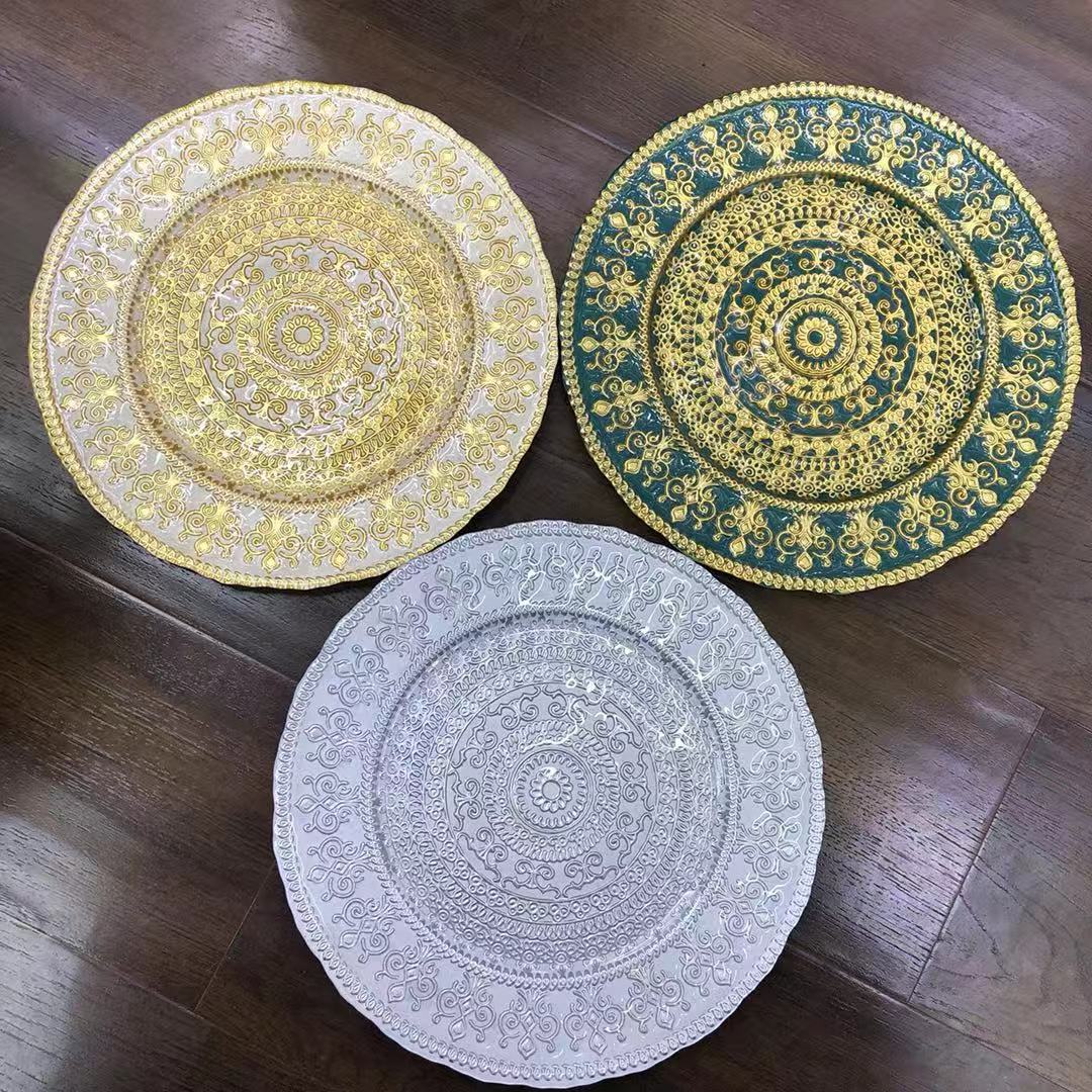 Gold Brown High-End Dinner Plate Round Dinner Plate Minimalist Crystal Kitchen Items Glitz 2 Item Picture