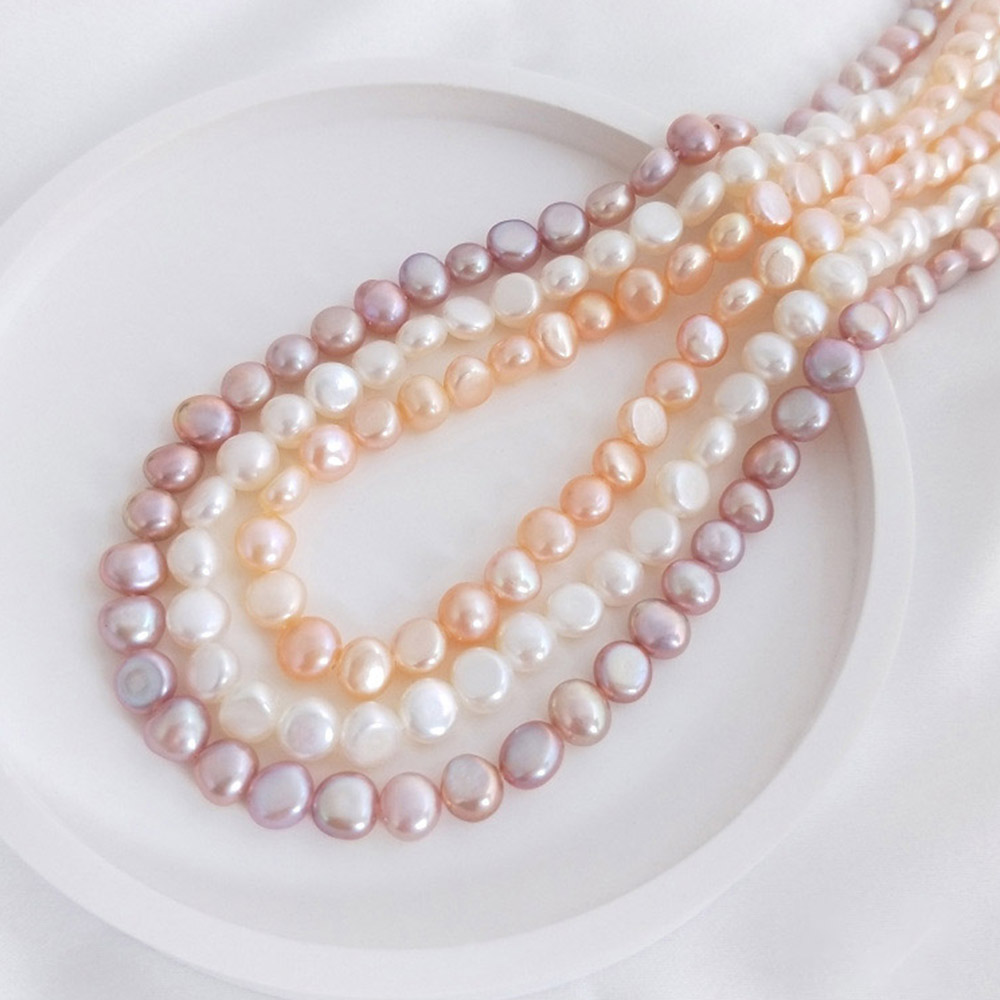 天然淡水珍珠/两面光巴洛克散珠/diy手链项链耳饰品白底实物图