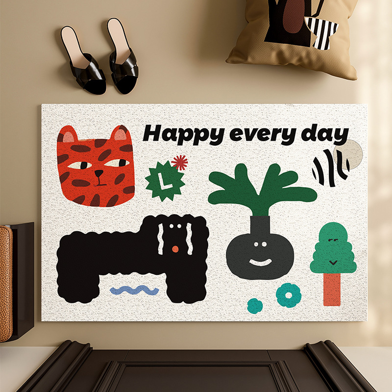 Thousands Of Ideas Funny Graffiti Household Floor Mat Household Scraping Dirt Floor Mat Porch Non-Slip Wear-Resistant Can Be Cut Silk Ring Mat details Picture