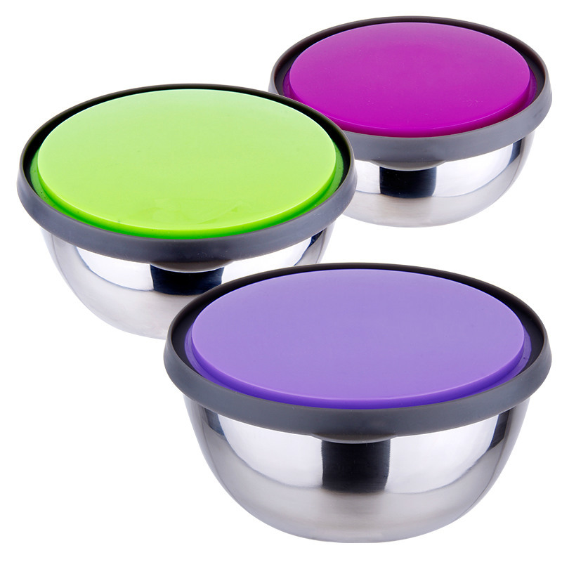 DF99011 Fresh-keeping bowl Round stainless steel fresh-keeping box with lid refrigerator sealed lunch box Fruit bento storage box set DF TRADING HOUSE