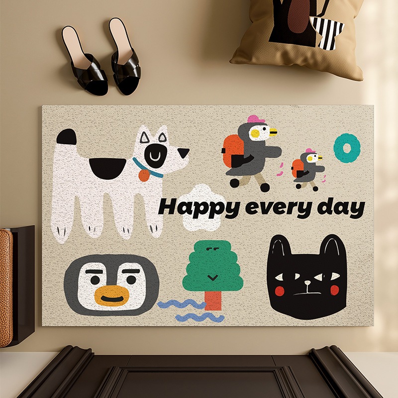 Thousands Of Ideas Funny Graffiti Household Floor Mat Household Scraping Dirt Floor Mat Porch Non-Slip Wear-Resistant Can Be Cut Silk Ring Mat Specification drawing
