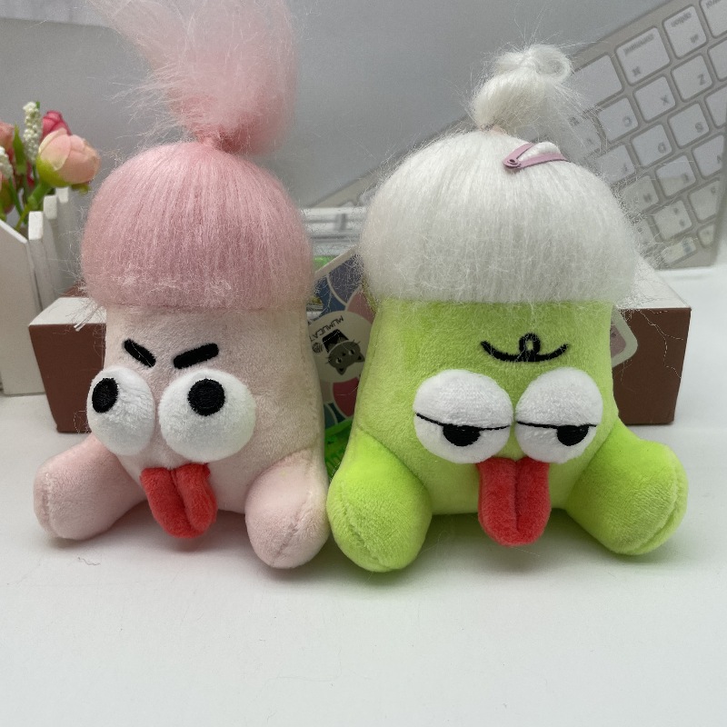 新品炸毛吐舌怪毛绒公仔钥匙扣潮流搞怪包包挂件挂饰精品玩偶货源详情2