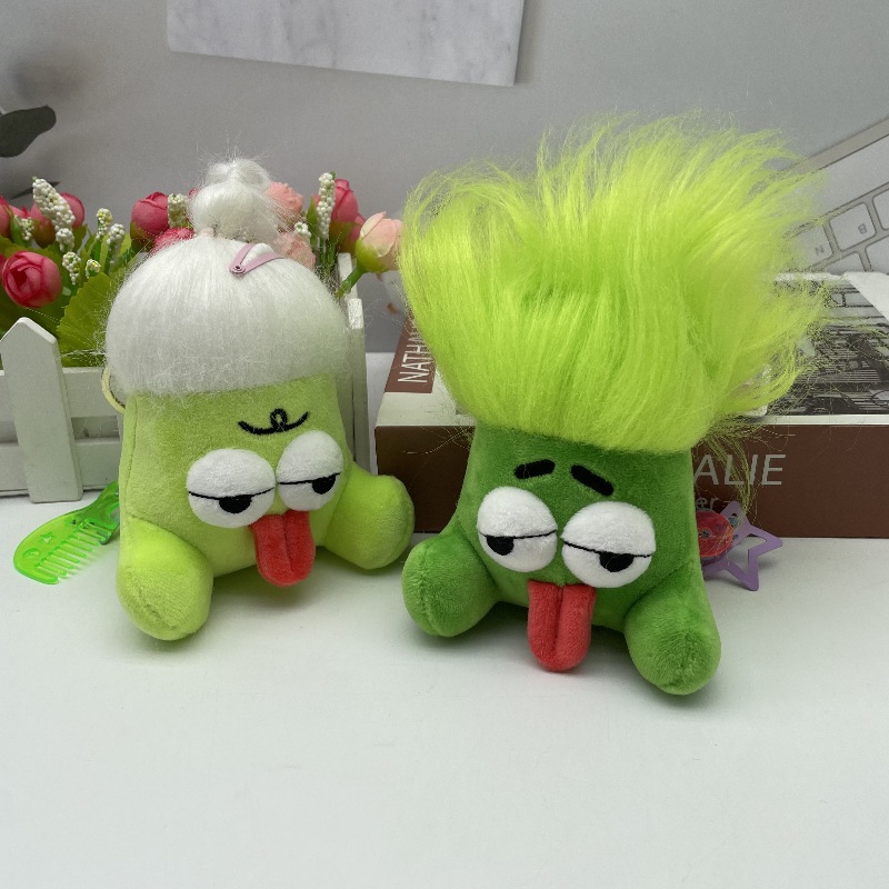 新品炸毛吐舌怪毛绒公仔钥匙扣潮流搞怪包包挂件挂饰精品玩偶货源详情5