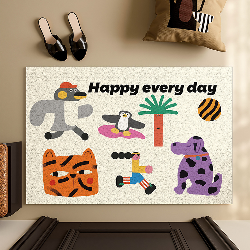 Thousands Of Ideas Funny Graffiti Household Floor Mat Household Scraping Dirt Floor Mat Porch Non-Slip Wear-Resistant Can Be Cut Silk Ring Mat