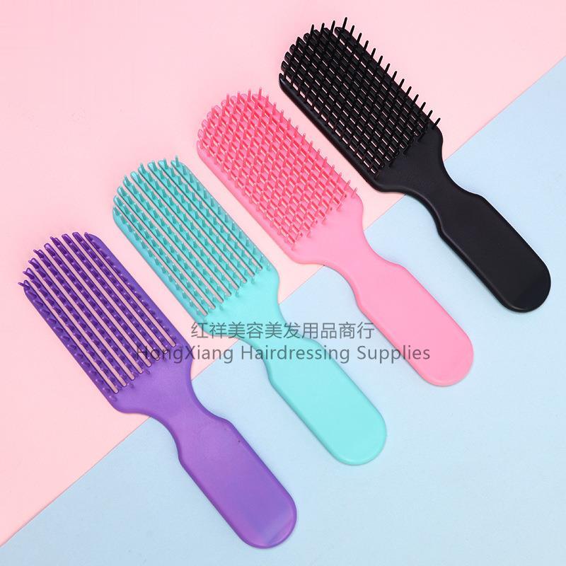 家用九爪梳子/女生顺发弹性塑料梳/美发工具厂家批发/九排头部按摩梳细节图