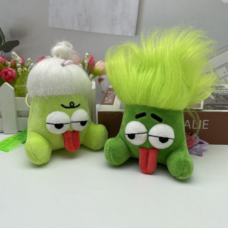 新品炸毛吐舌怪毛绒公仔钥匙扣潮流搞怪包包挂件挂饰精品玩偶货源详情6