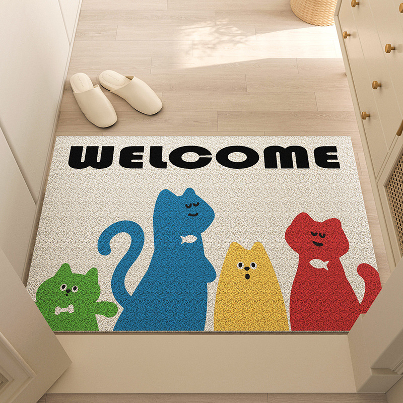 Thousands Of Ideas Funny Graffiti Household Floor Mat Household Scraping Dirt Floor Mat Porch Non-Slip Wear-Resistant Can Be Cut Silk Ring Mat Item Picture