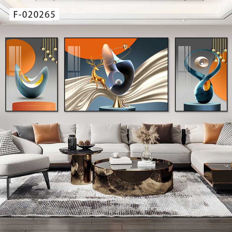 Aluminum Crystal Ceramic Crystal Shell Modern Light And Shadow Series Triptych - details Picture