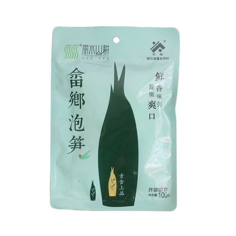 素食开袋即食/畲乡泡笋/遂昌羽峰泡笋/100克零食特产/野生实心竹笋白底实物图