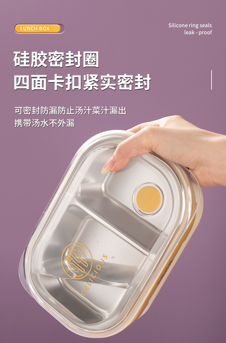 L59-457 stainless steel 201 lunch box, cartoon-compartmentalized non-odor-mixing lunch box, sealed leak-proof portable insulated lunch box detail image 5