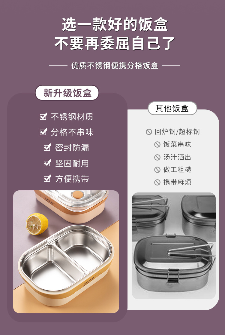 L59-457 stainless steel 201 lunch box, cartoon-compartmentalized non-odor-mixing lunch box, sealed leak-proof portable insulated lunch box detail image 3