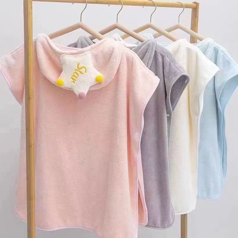 Children's star bathrobes, bathrobes, capes, hooded bath towels, coral fleece absorbent bath towels, seaside swimming pool windproof details Picture