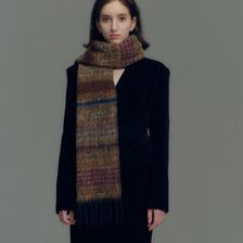 英国设计师2023年太后新款含20羊毛混纺土星条纹围巾女秋冬季羊毛围巾
