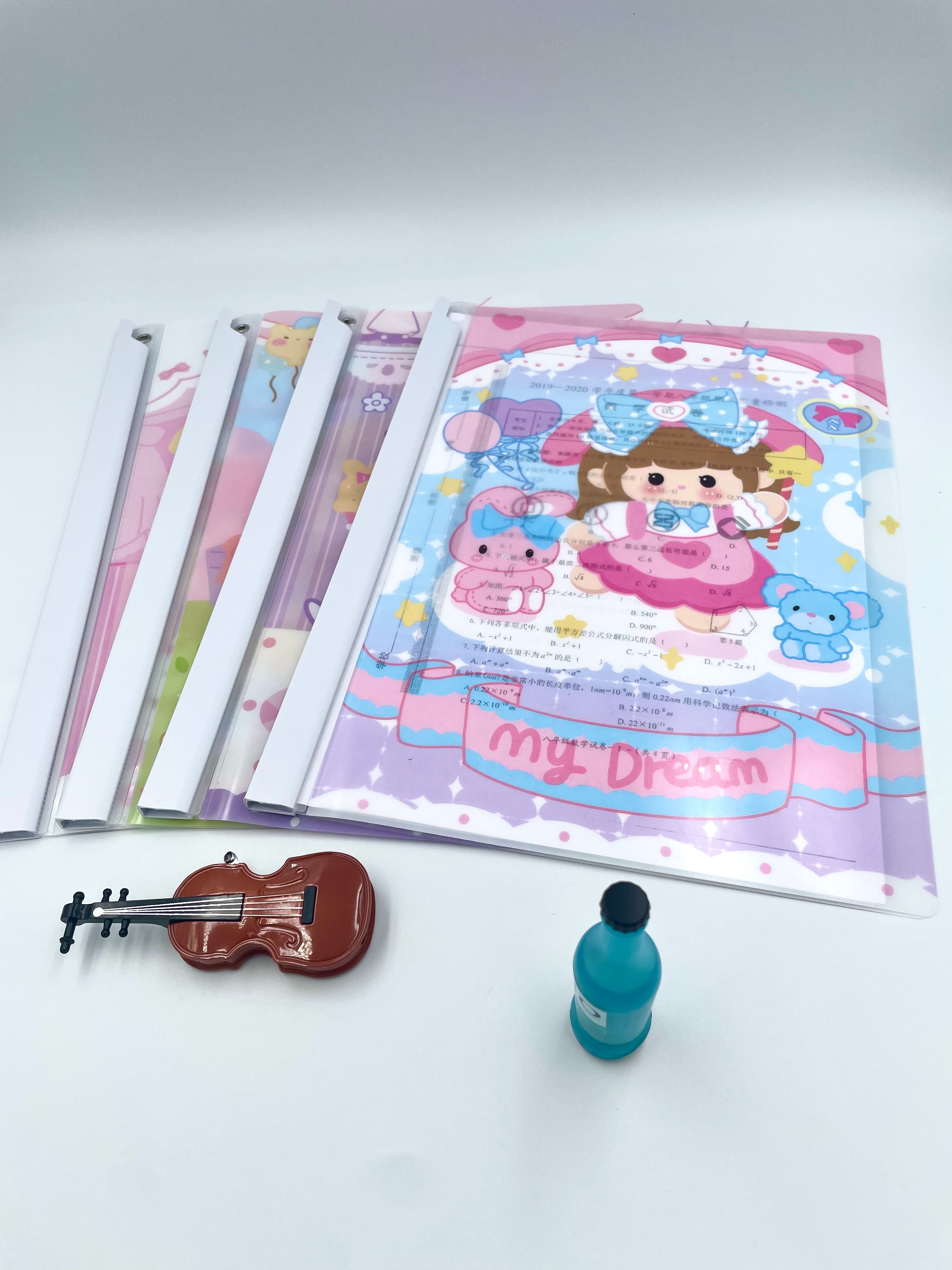 A4卡通旋转抽杆文件夹创意磨砂透明pp透明旋转夹学生用卡通试卷收纳夹板夹详情9