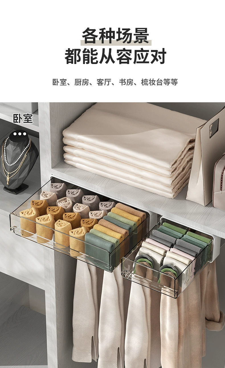 G13-2036 Desk drawer Storage box, dormitory stationery storage box, office desk storage box, cosmetics storage box, hidden dust-proof storage box under the desk, student desk stationery storage box under the desk detail image 11