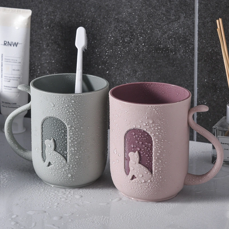 L59-582 Simple Brushing Cup, Washbasin Cup, Children's couple Mouthwash Cup, Plastic toothbrush Set, Creative Tooth cylinder detail image 2