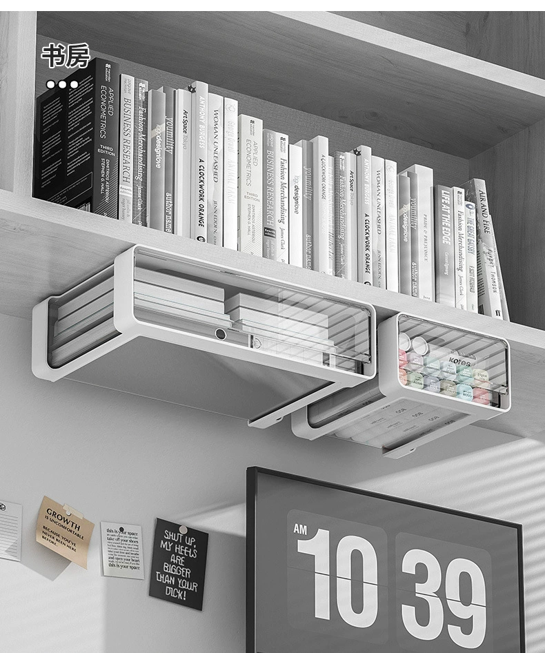 G13-2036 Desk drawer Storage box, dormitory stationery storage box, office desk storage box, cosmetics storage box, hidden dust-proof storage box under the desk, student desk stationery storage box under the desk detail image 9