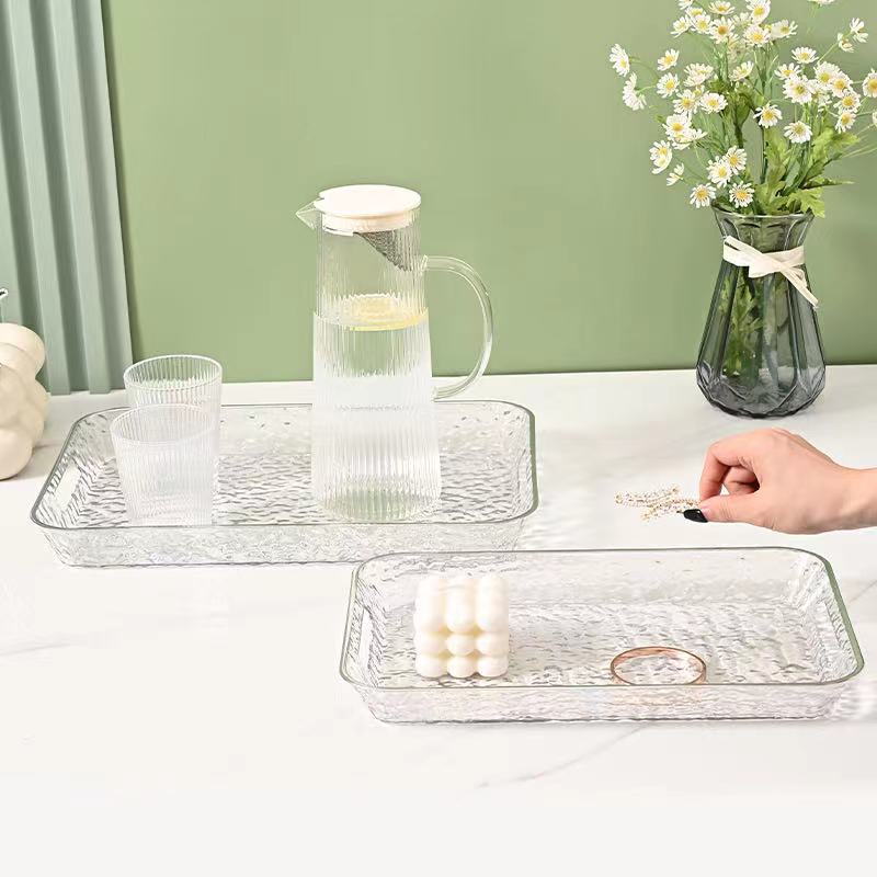 家用餐盘透明放茶杯水杯茶盘塑料杯盘现代商用餐盘