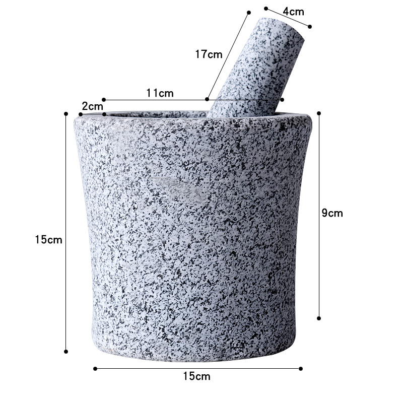 DF68075 High waist garlic stamping pot garlic stamping machine Stone mortar household grinder garlic puree machine Granite medicine pot masher manual garlic pressing DF TRADING HOUSE