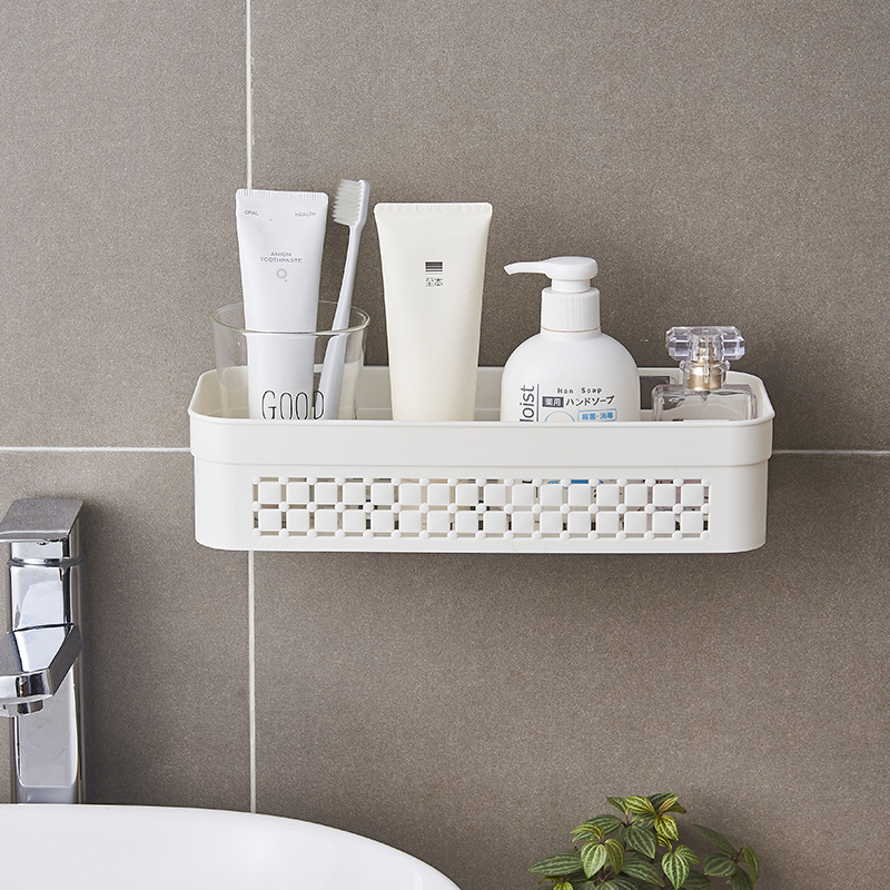 The L54-3670 storage basket is a seamless storage basket for bathrooms and kitchens. It is a wall-mounted plastic basket with a hollowed-out design for easy draining details Picture