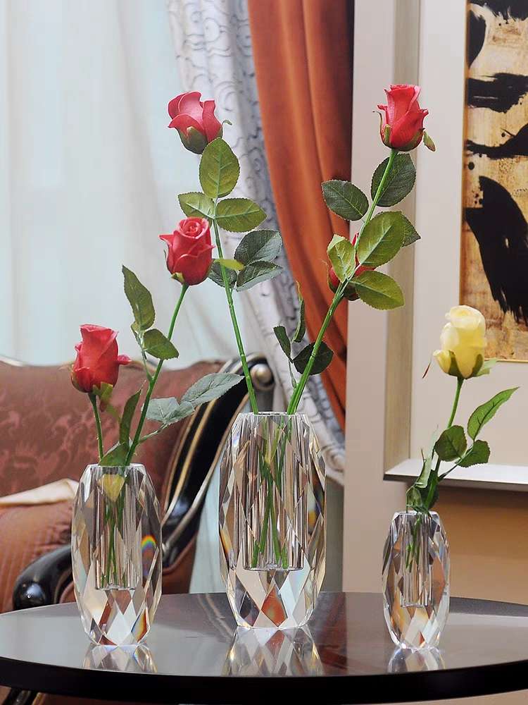 欧式水晶玻璃小花瓶 插花小花瓶 办公桌餐桌装饰小清新花瓶摆件