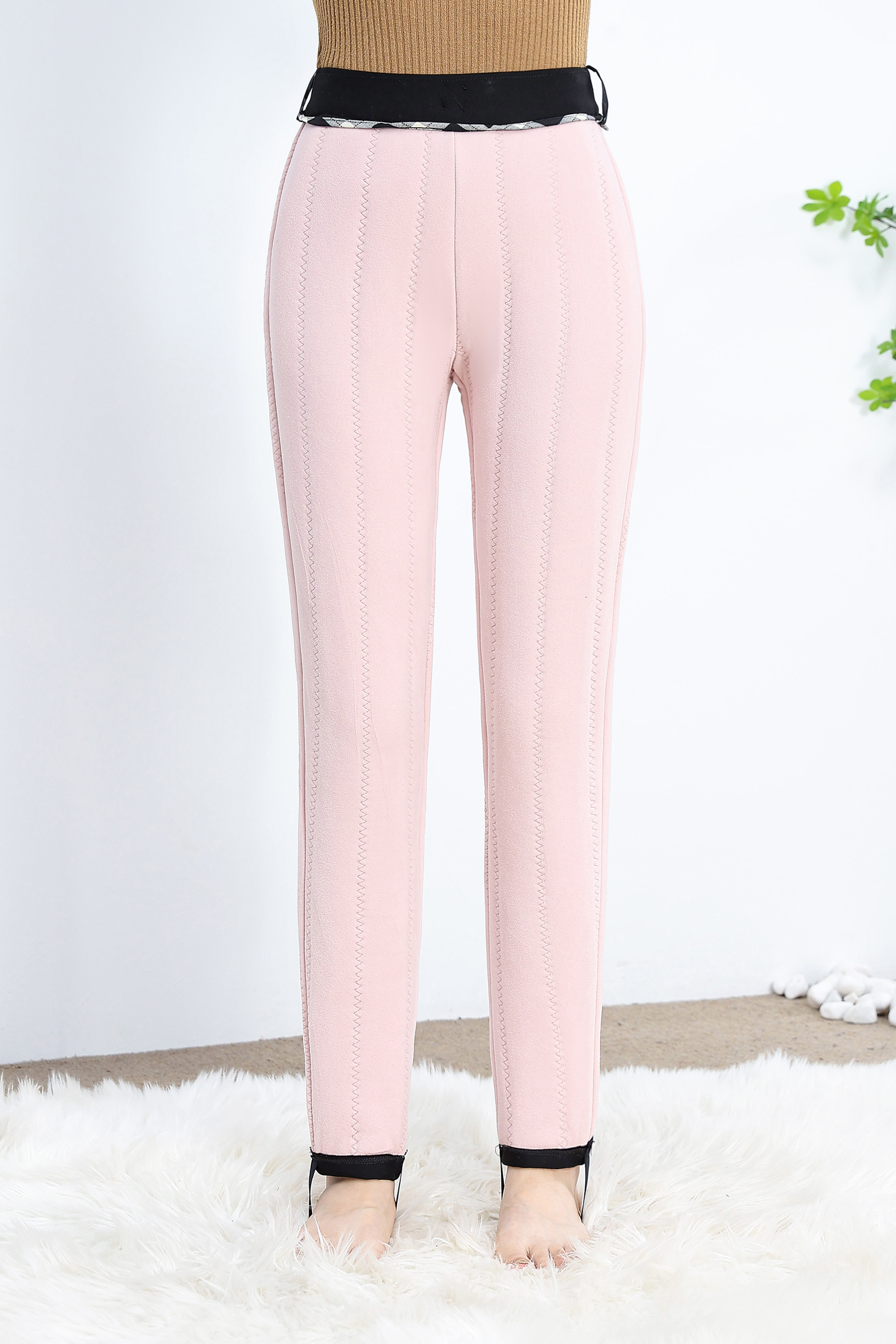 Women's Fleece-Lined Leggings Women's Winter Fleece-Lined Thick Outerwear High-Waisted Slimming Elastic Shape Extra Thick Warm Cotton Pants Item Picture