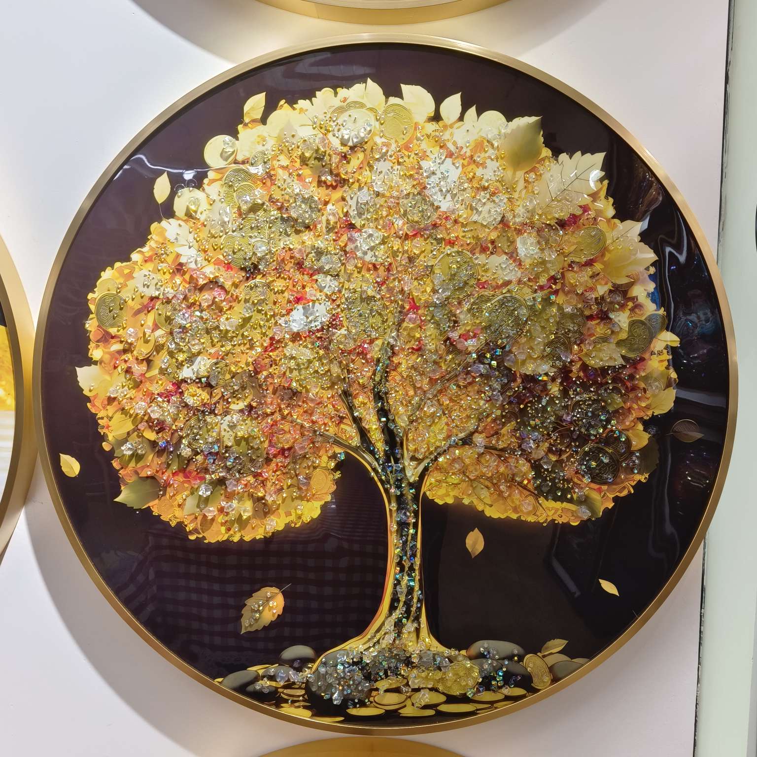 铝合金金晶瓷晶贝圆形中式画详情图1