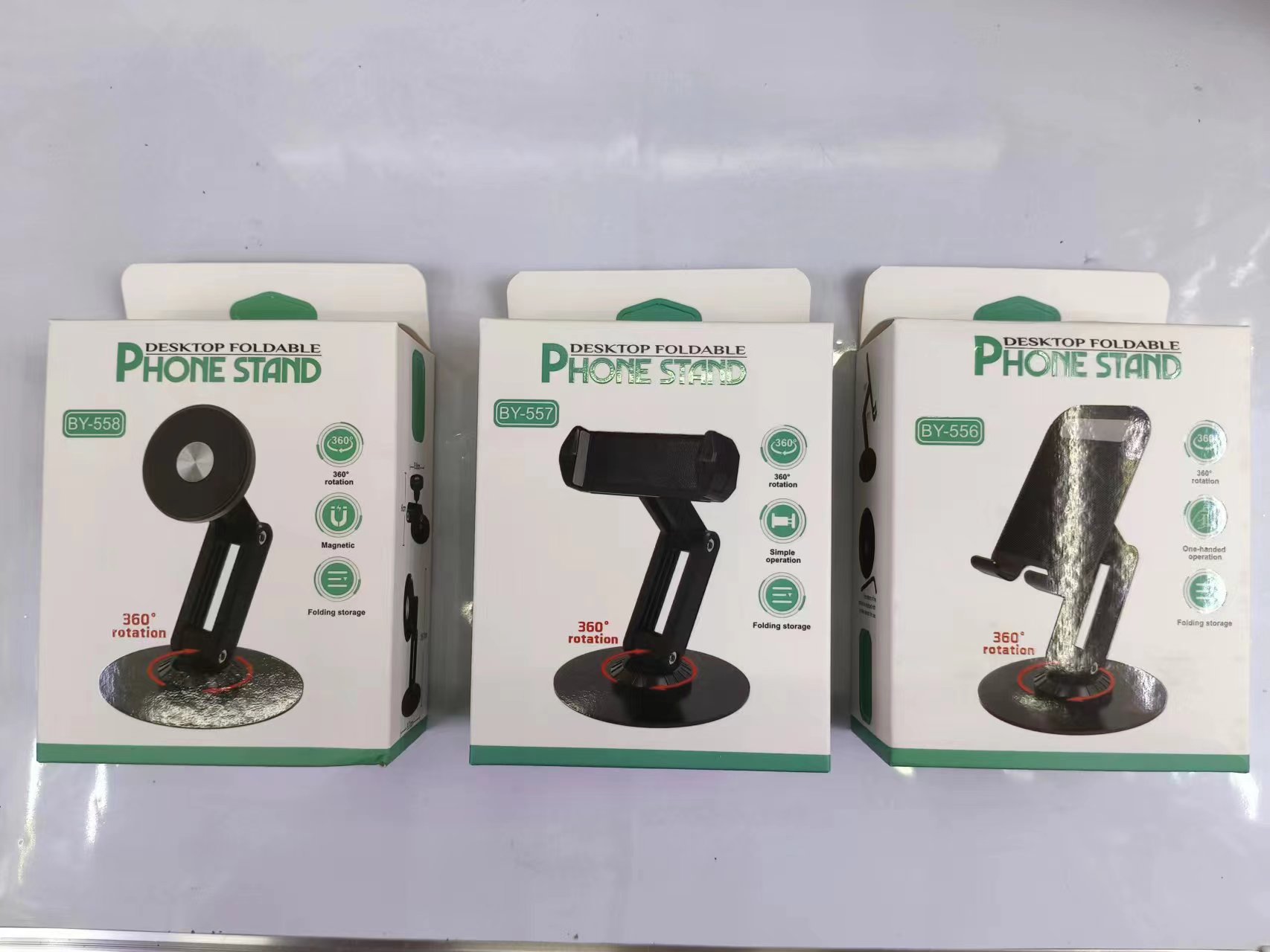 Foldable desktop swivel phone stand full figure