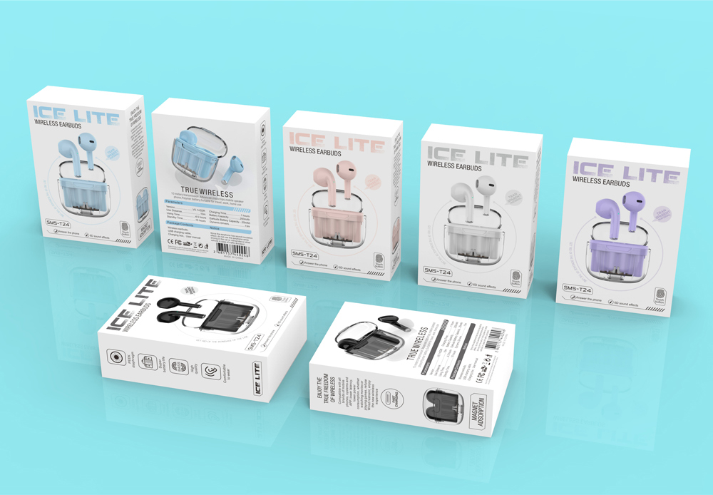 Compact and lightweight, instant connection upon startup, transparent version of true wireless Bluetooth headphones with fast charging interface pic 6