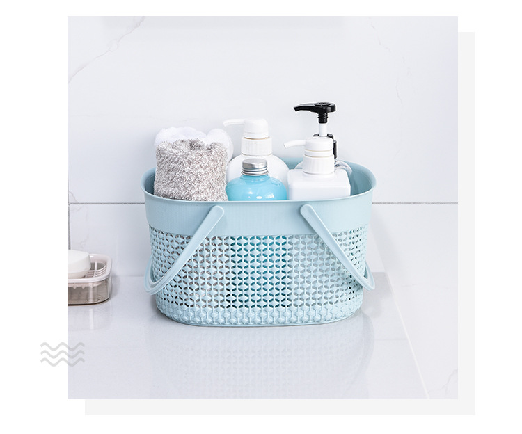 L59-972手提洗澡篮子浴室浴筐女澡篮洗漱用品洗浴蓝小藤编收纳筐详情图10