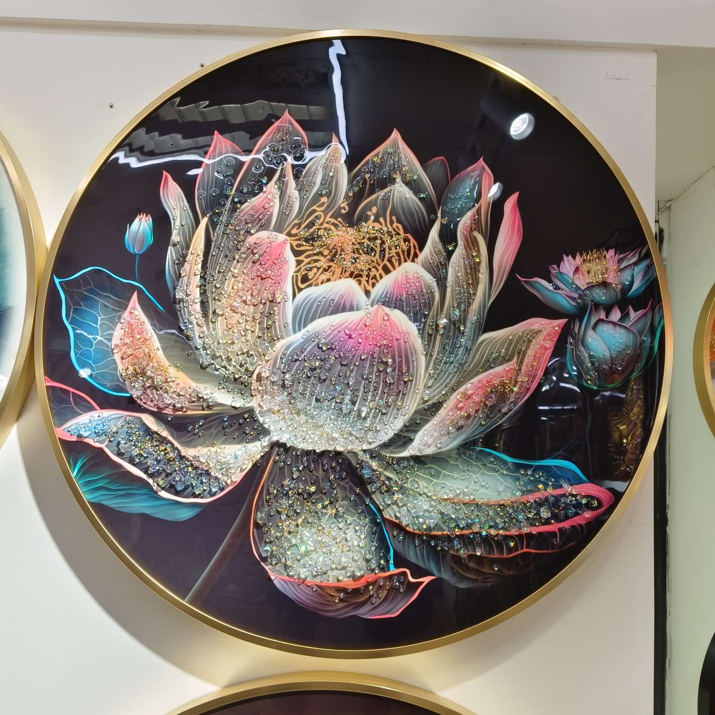 铝合金金晶瓷晶贝圆形中式画详情图2