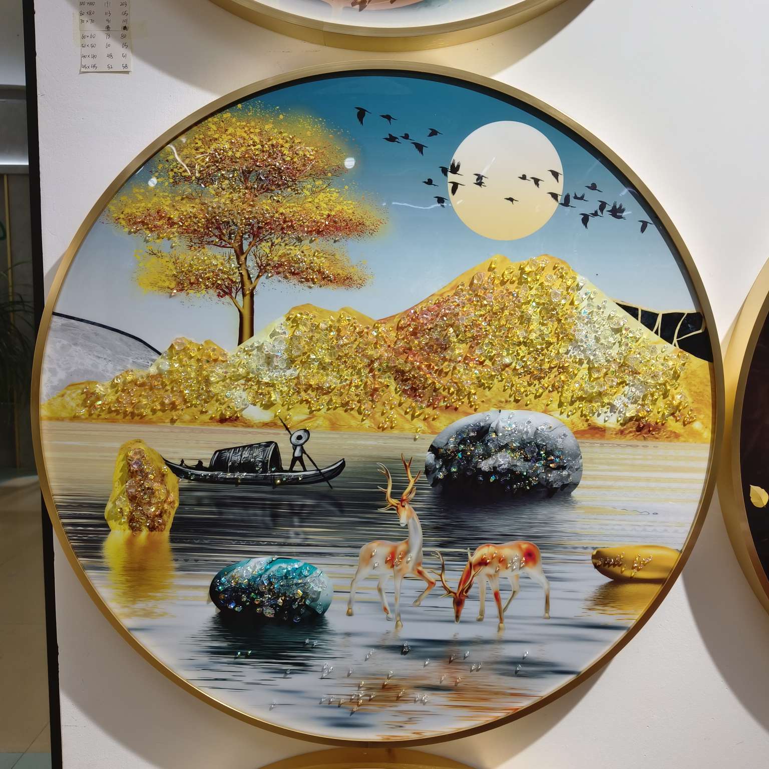 铝合金金晶瓷晶贝圆形中式画详情图3