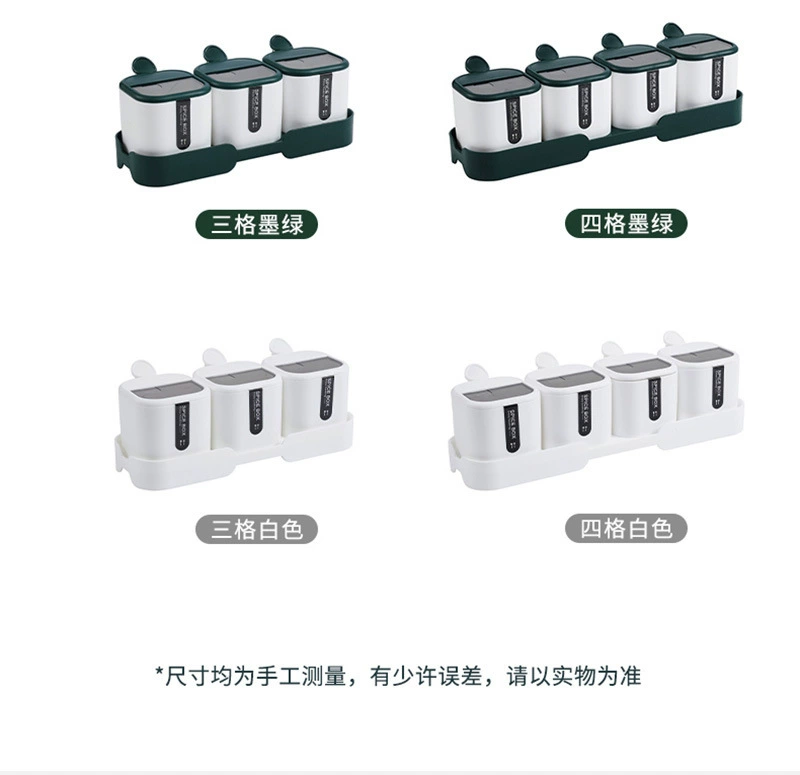 L54-98-53三格翻盖调味盒按压开盖调味罐带勺托盘组合调料盒详情图12