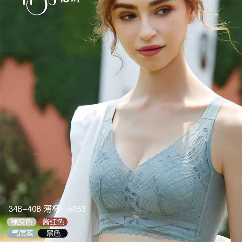 Large Breasts With Small Elegance Lace Mesh Bra Women's Comfortable Underwire Underwear Push-Up Adjustable Bra Specification drawing