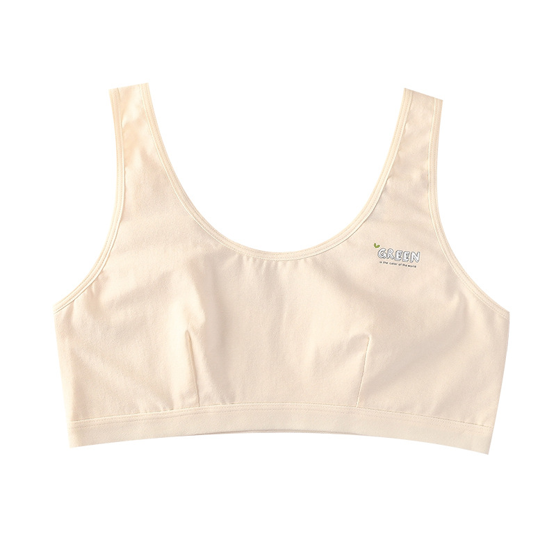 Solid color cotton large children plus fat girls underwear vest development period of junior high school pupils 12-15 years old anti-bulge bra Item Picture