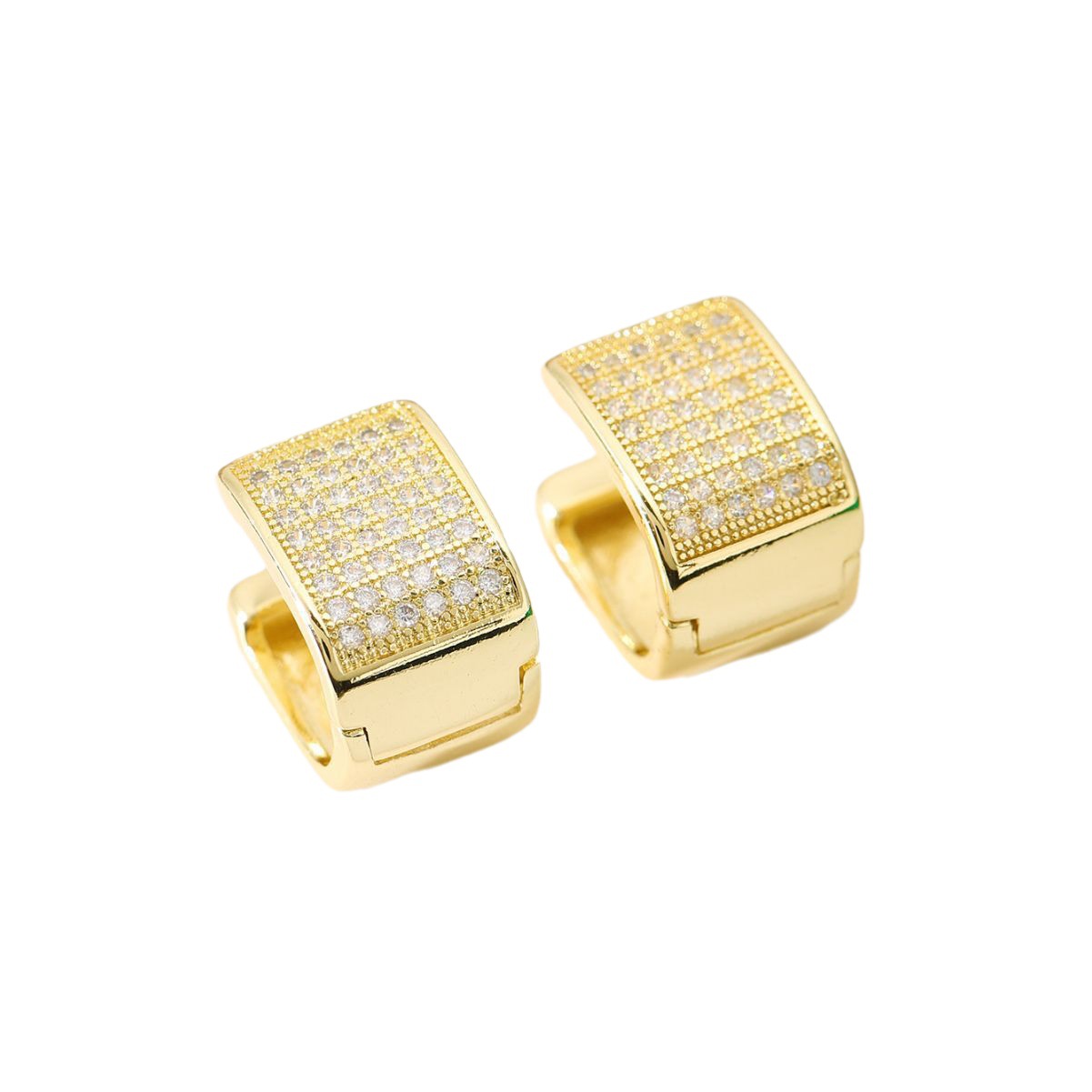 New cross-border European and American fashion U-shaped earrings, light luxury style, high-end feel, square studded with diamond ear buckles, versatile women's earrings detail image 6