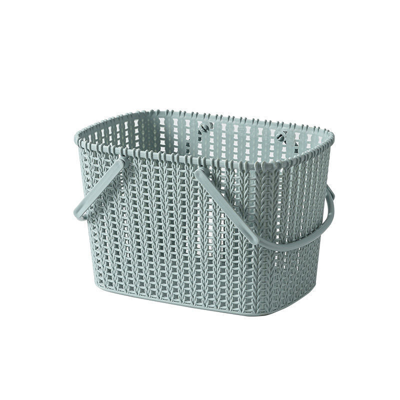 L59-009 Thickened desktop storage basket, plastic imitation rattan woven storage basket, organizing hand-held shower basket, storage basket Specification image