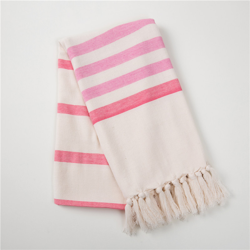 Narrow striped yarn-dyed Turkish beach towel for export, all-cotton fringed bath towel, Turkish beach sun protection shawl, 100*180cm detail image 5
