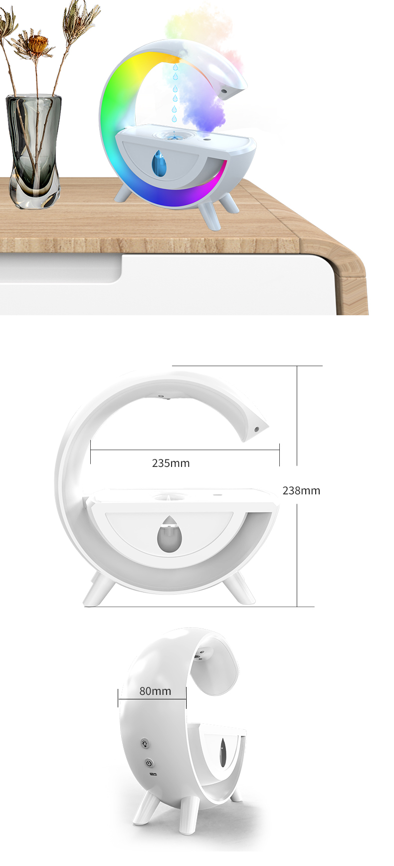 反重力水滴加湿器 智能加湿器 大G加湿器 水雾加湿器 RGB七彩炫光详情14