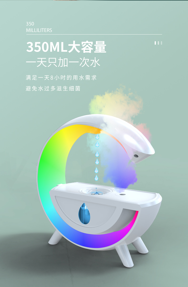 反重力水滴加湿器 智能加湿器 大G加湿器 水雾加湿器 RGB七彩炫光详情6