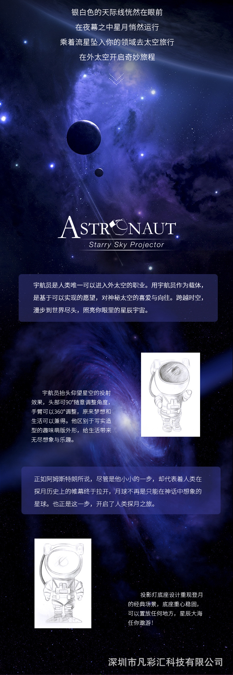 宇航员星空灯投影灯浪漫氛围灯太空人卧室投影仪礼物摆件 小夜灯详情2