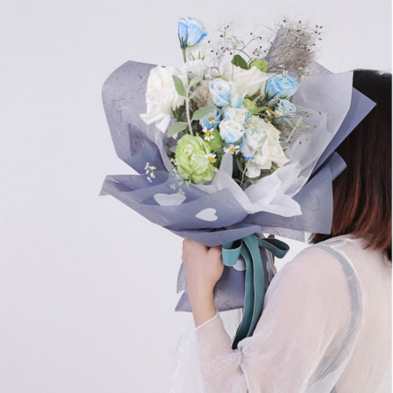 Hanso paper big pie heart Tanabata Valentine's Day hot foil paper flower packaging flower gift box gift flower shop package paper