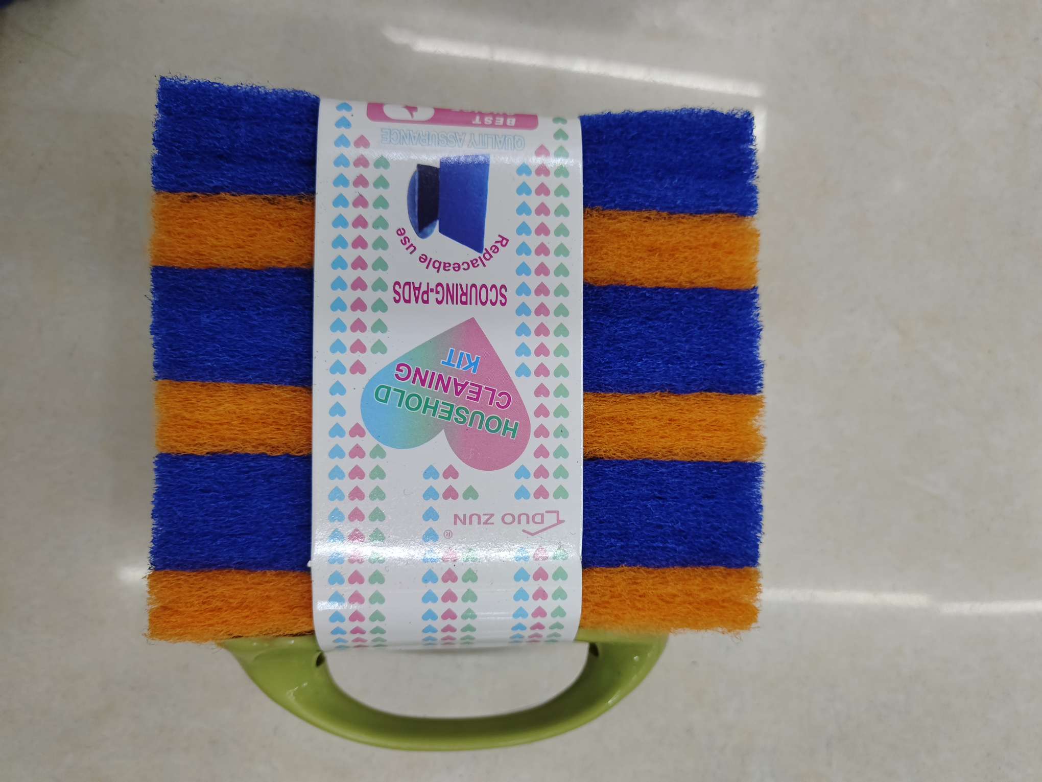 Item No. : JSJFW-803 Sink brush Sponge cleaning brush with handle, pot brush 20 pieces 0.6 color scouring pads plus one replaceable handle detail image 3