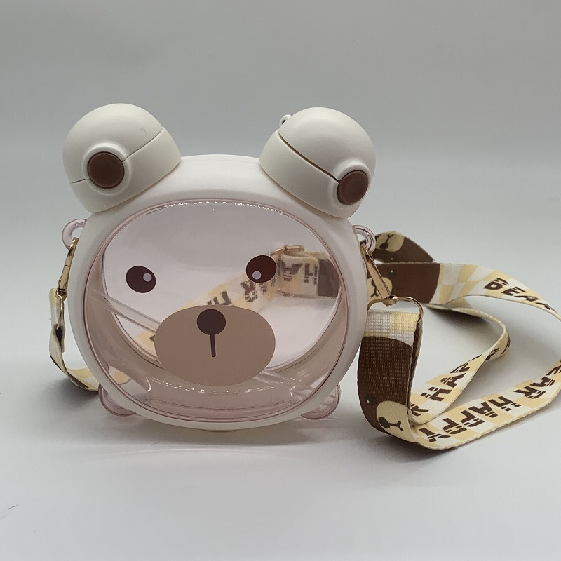 A32-AX-2126 Cute Double-drinking Cup, Children's Straw Cup, Cocoa Bear Double-drinking Cold Water Cup, Student Carrier Cup Specification image