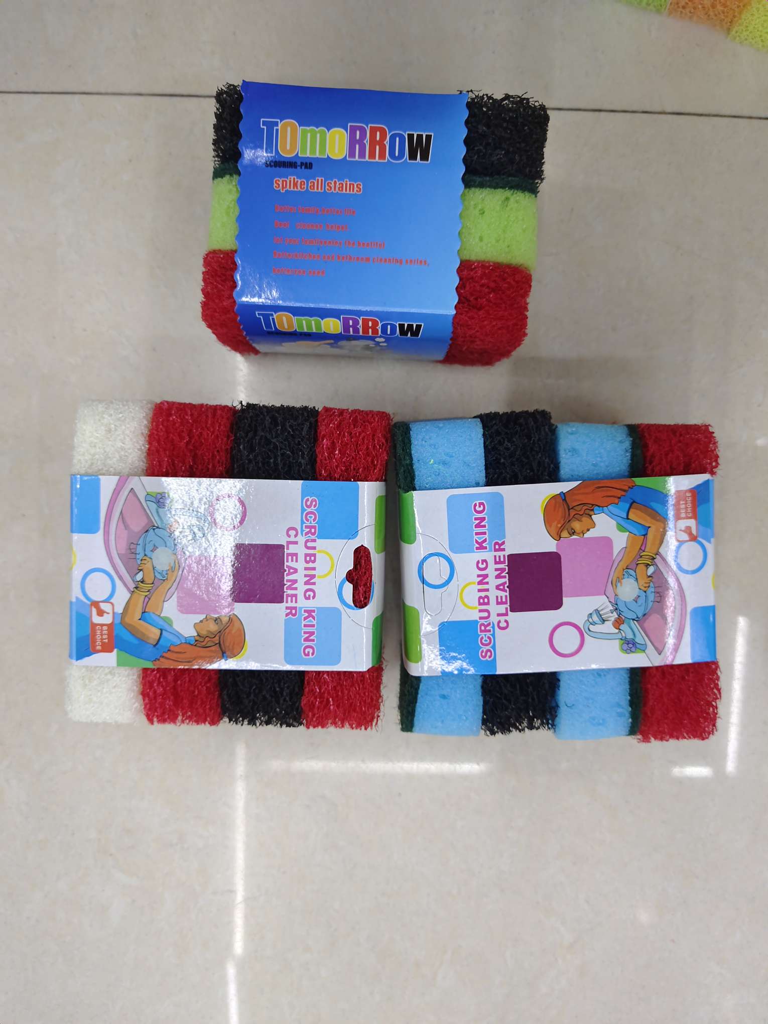 Item No. : JSJFW-803 Sink brush Sponge cleaning brush with handle, pot brush 20 pieces 0.6 color scouring pads plus one replaceable handle detail image 17