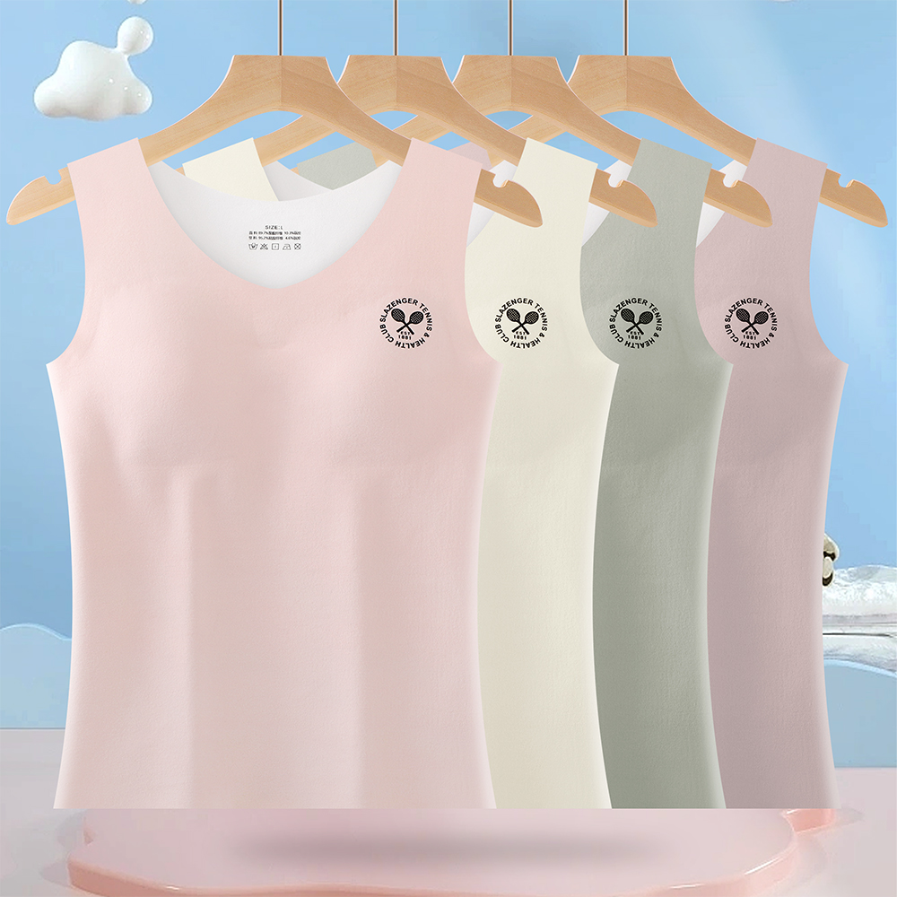 Growing children's double-sided fleece warm vest winter student girl underwear with chest pad Specification drawing