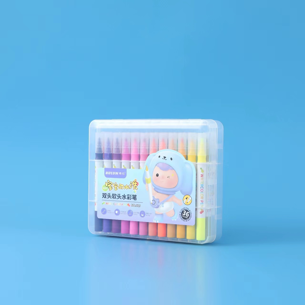 Double Head Soft Head Watercolor Pen 12-18-24-36 Color Specification drawing
